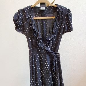 Aritzia Sunday Best Ruffle Wrap Dress - Navy